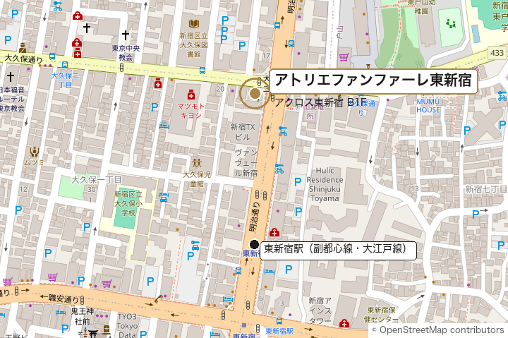 アトリエファンファーレ東新宿 地図